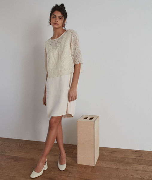 Picture of GABRIELLE SHORT ECRU LACE DRESS
